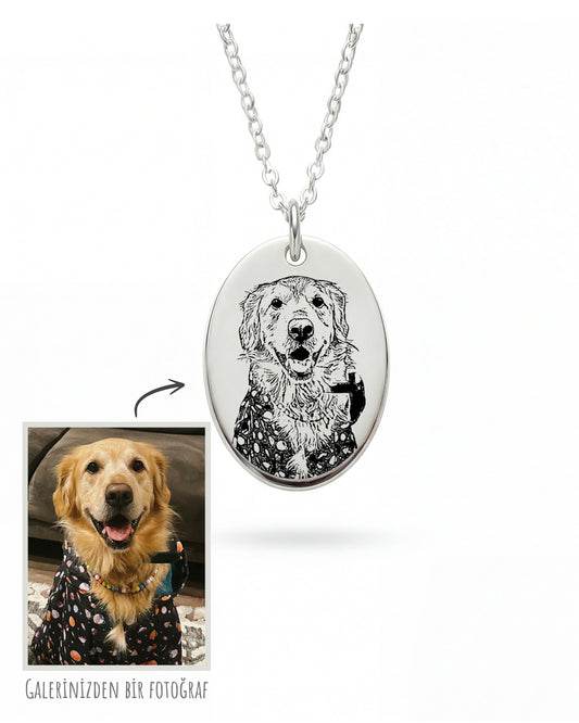 Resimli Oval Kolye | Kişiye Özel Fotoğraflı Kolye | 925 Gümüş