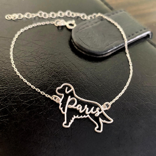 Köpek Silüeti Bilekliği - 925 Ayar Gümüş-petjew-kisiye-ozel-hatira-takilari