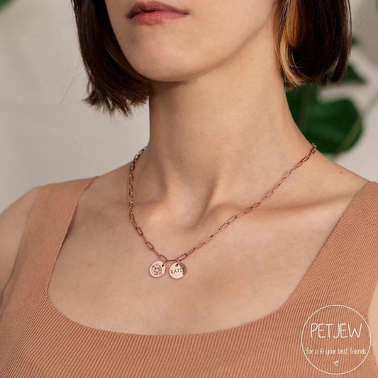 Resimli ve İsimli Yuvarlak Kolye | Link Zincirli Kişiye Özel Fotoğraflı Kolye | 925 Gümüş-petjew-kisiye-ozel-hatira-takilari