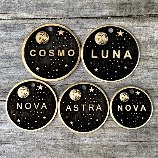 Uzay Desenli Evcil Hayvan Künyesi | Kedi ve Köpek Künyesi-petjew-kisiye-ozel-hatira-takilari