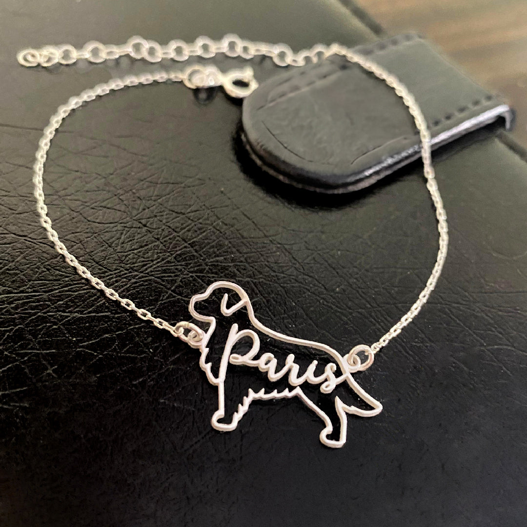 Köpek Silüeti Bilekliği - 925 Ayar Gümüş