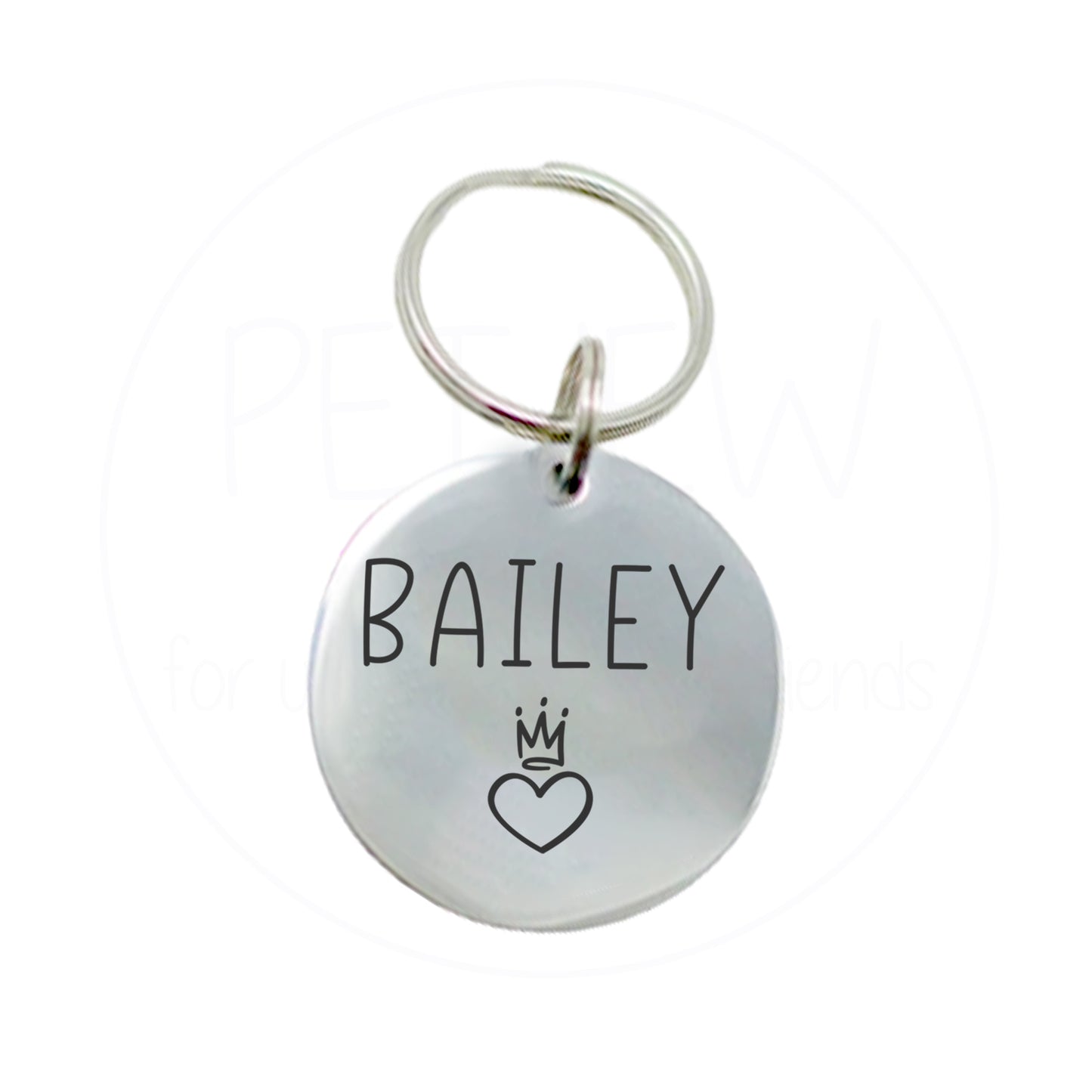 Kalp Ve Kral Tacı Desenli Evcil Hayvan İsimlik | Kedi ve Köpek Künyesi