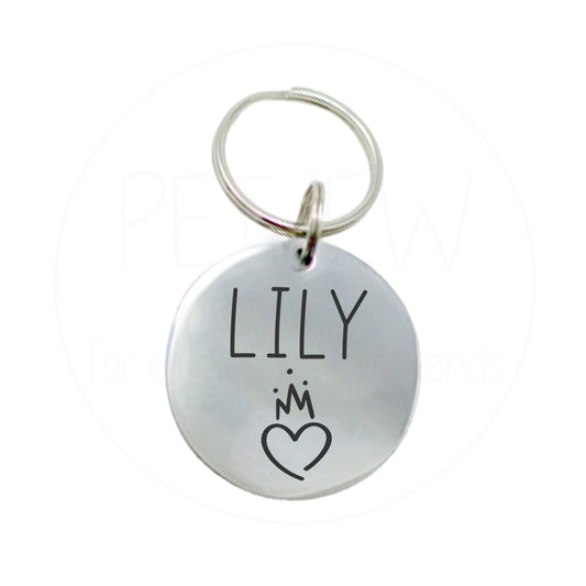 Kalp Ve Kral Tacı Desenli Evcil Hayvan İsimlik | Kedi ve Köpek Künyesi