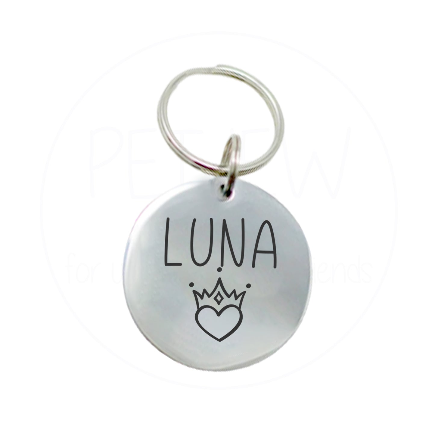 Kalp Ve Kral Tacı Desenli Evcil Hayvan İsimlik | Kedi ve Köpek Künyesi