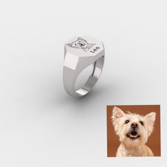 Kişiye Özel Resimli Yüzük Sekizgen Model