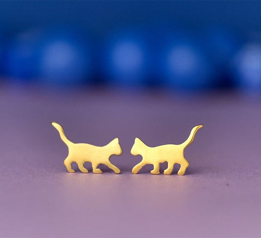 Kişiye Özel 925 Ayar Gümüş Kedi Küpe