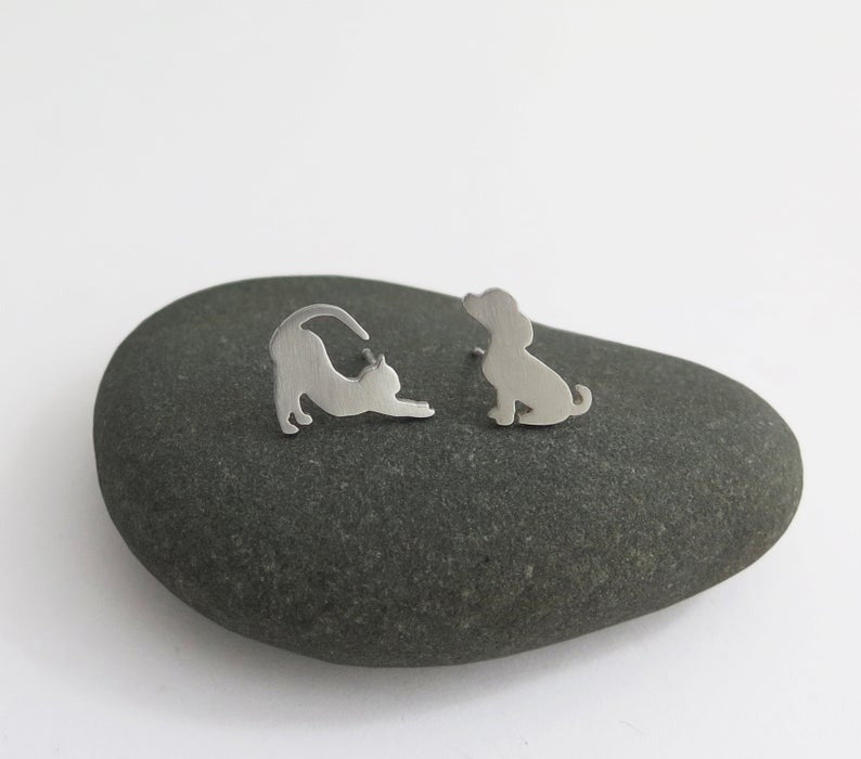 Kişiye Özel 925 Ayar Gümüş Kedi Köpek Küpe