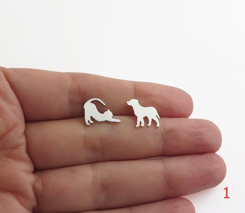 Kişiye Özel 925 Ayar Gümüş Kedi Köpek Küpe