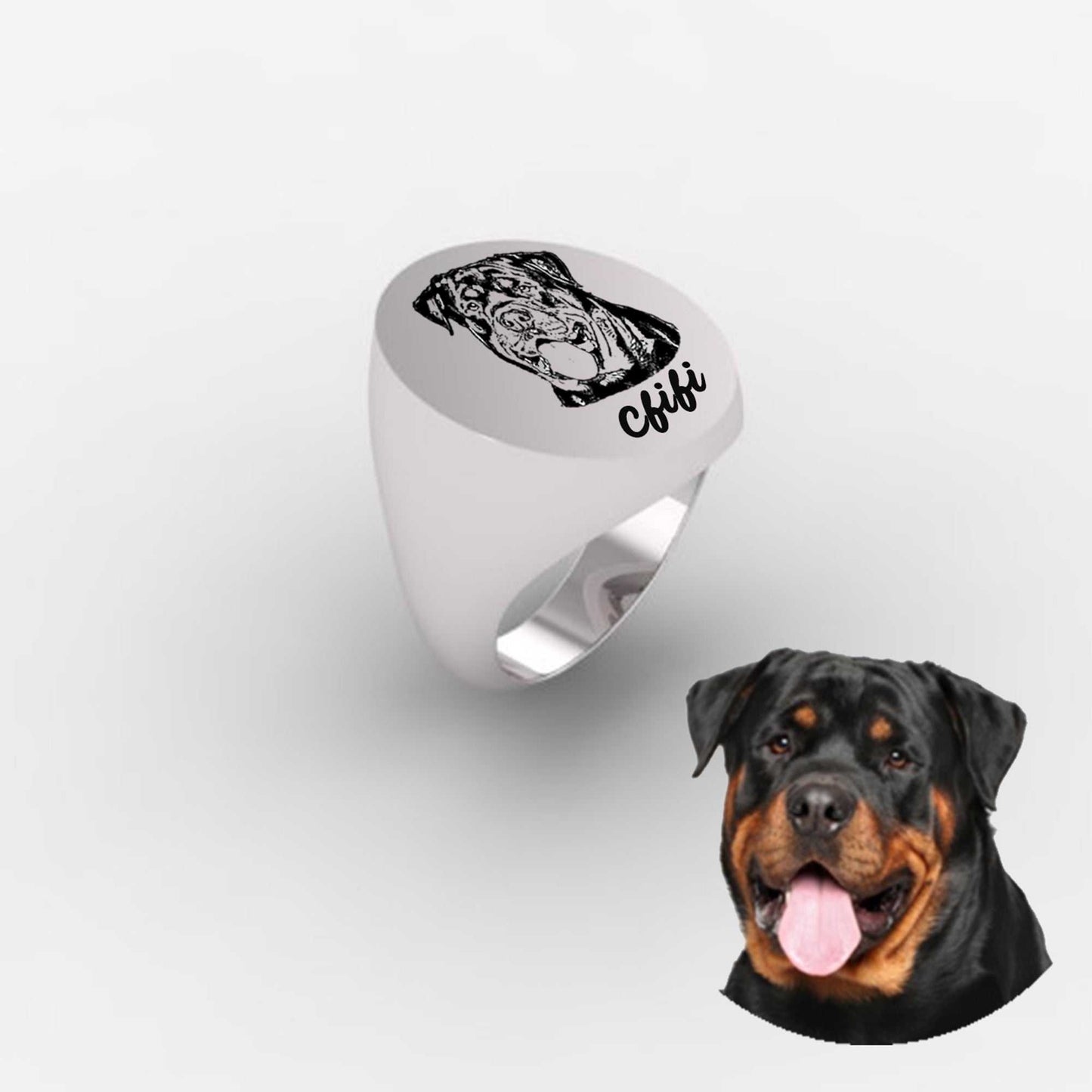 Kişiye Özel Resimli Yüzük Oval Model