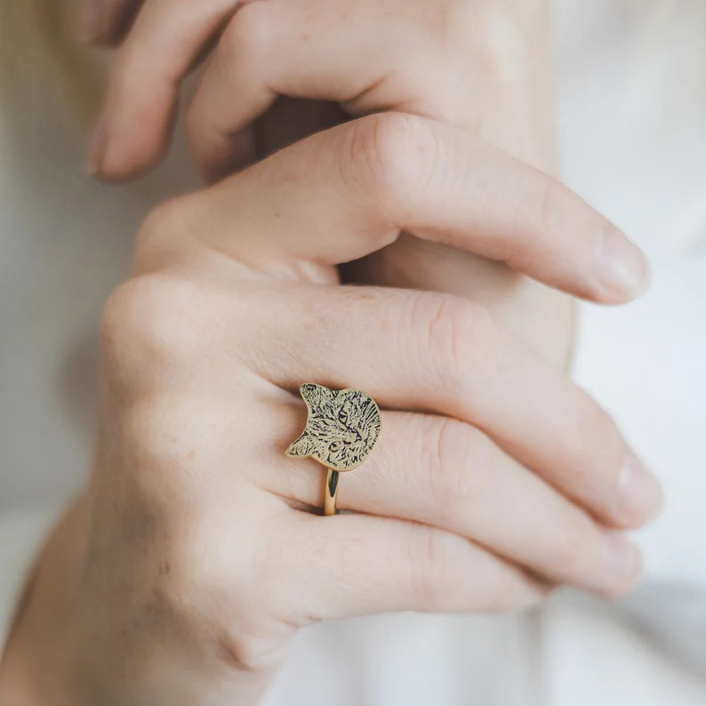 Kişiye Özel 925 Ayar Gümüş Pet Portre Yüzük