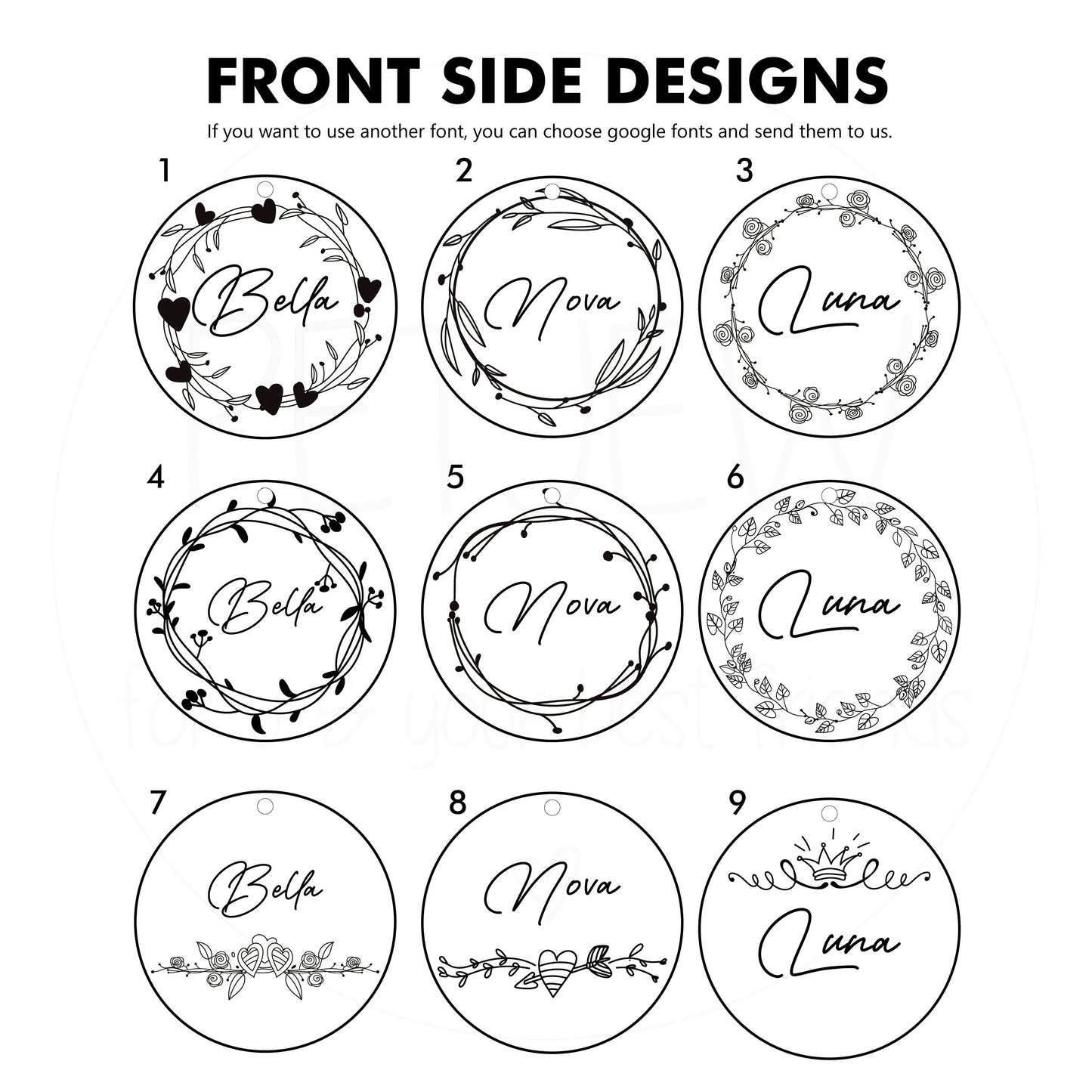 Çiçek Desenli ve Etrafı İşlemeli Evcil Hayvan İsimlik | Kedi ve Köpek Künyesi