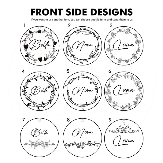 Çiçek Desenli ve Etrafı İşlemeli Evcil Hayvan İsimlik | Kedi ve Köpek Künyesi