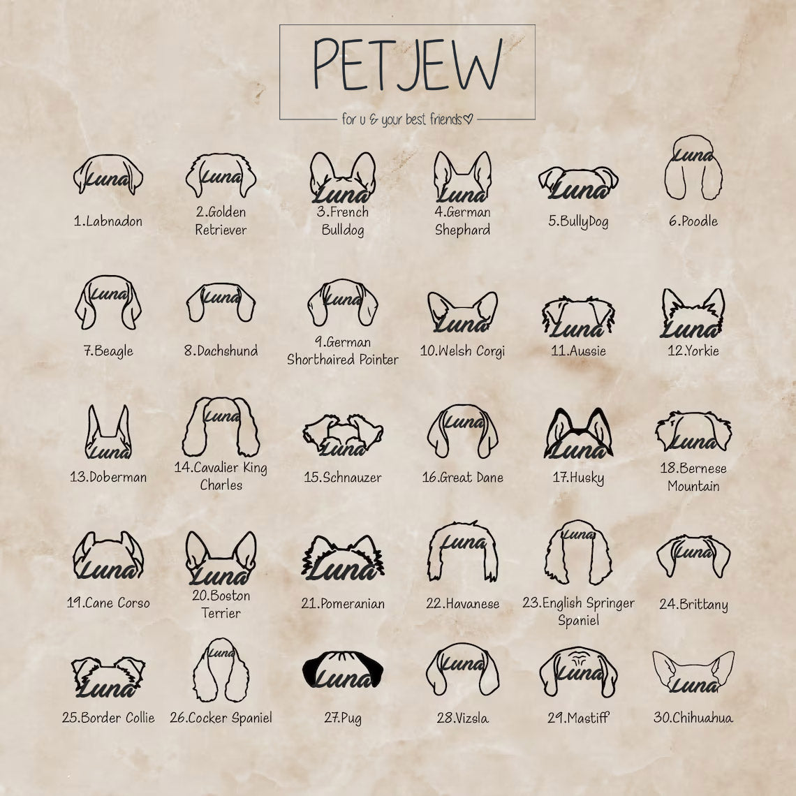 Köpek Kulağı Kolyesi - 925 Ayar Gümüş-petjew-kisiye-ozel-hatira-takilari