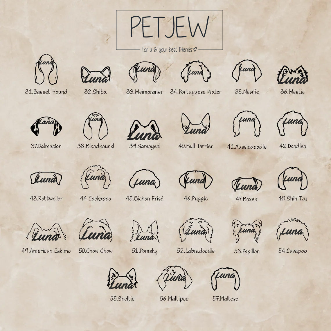 Köpek Kulağı Kolyesi - 925 Ayar Gümüş-petjew-kisiye-ozel-hatira-takilari