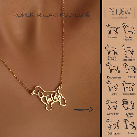 Köpek Silüeti Kolyesi - 925 Ayar Gümüş-petjew-kisiye-ozel-hatira-takilari