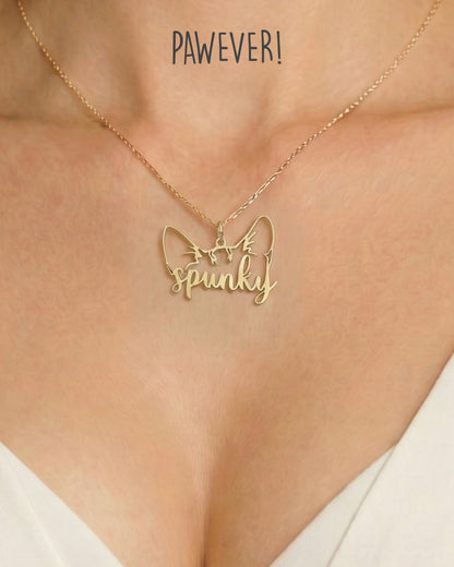 Kedi Kulağı Kolyesi - 925 Ayar Gümüş-petjew-kisiye-ozel-hatira-takilari