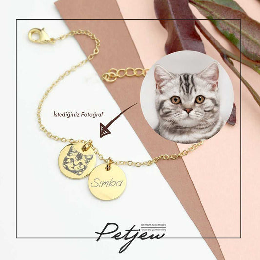 Kişiye Özel Resimli ve İsimli 2'li Bileklik | 925 Gümüş-petjew-kisiye-ozel-hatira-takilari