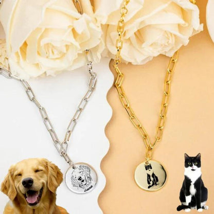 Link Zincirli Yuvarlak Resimli Kolye | Kişiye Özel Fotoğraflı Kolye | 925 Gümüş-petjew-kisiye-ozel-hatira-takilari