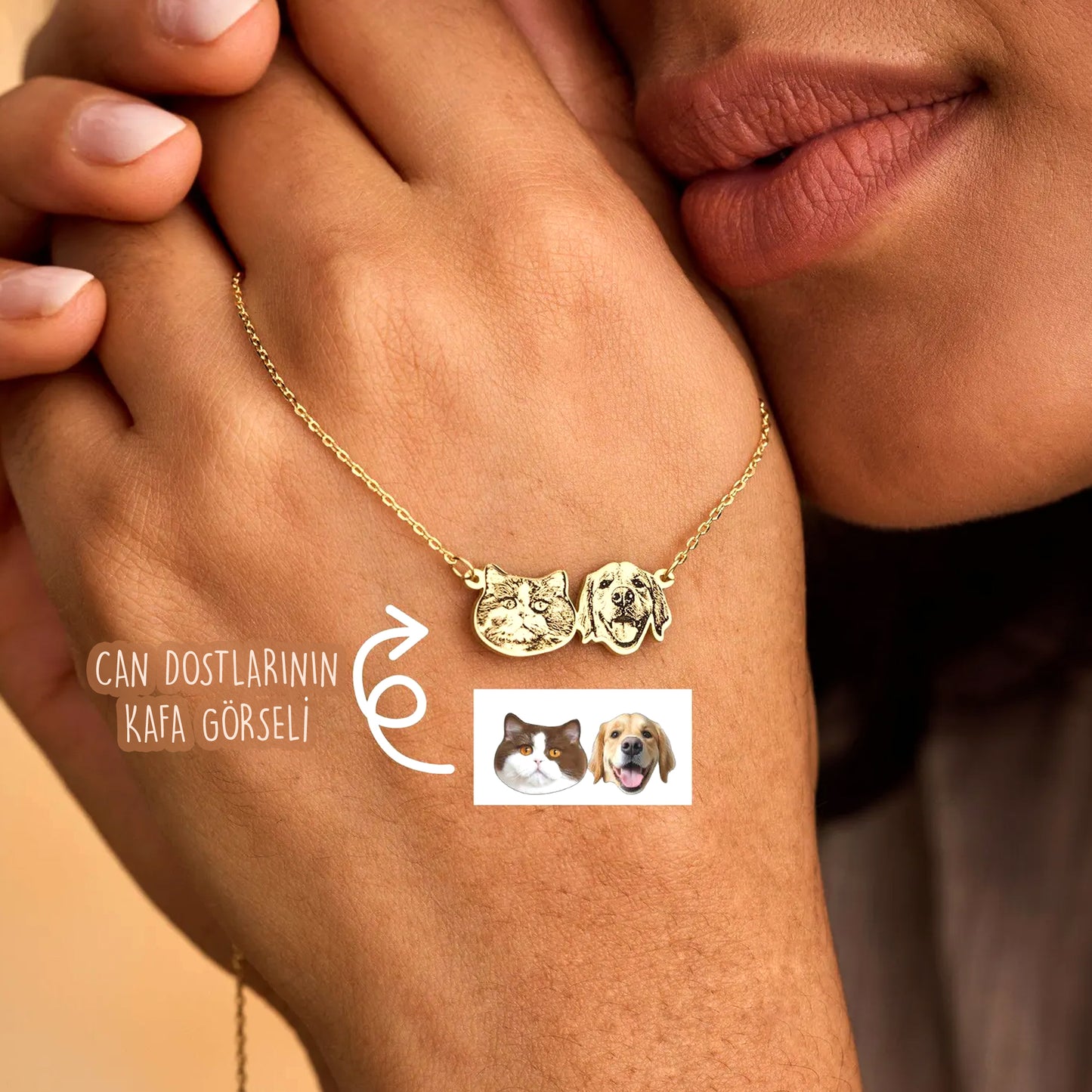 Pet Portre Kolye- 925 Ayar Gümüş - Kedi Köpek Kafası Kolyesi-petjew-kisiye-ozel-hatira-takilari