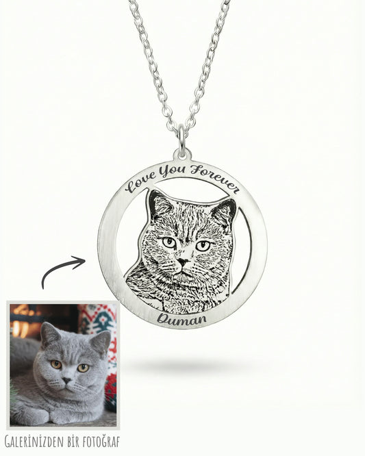 Resimli Flyout Çember Kolye | Kişiye Özel Fotoğraflı Kolye | 925 Gümüş-petjew-kisiye-ozel-hatira-takilari