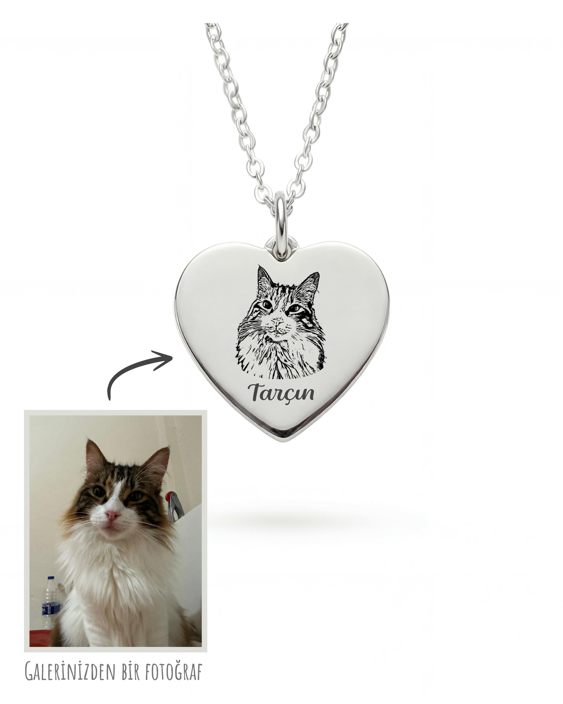 Resimli Kalp Kolye | Kişiye Özel Fotoğraflı Kolye | 925 Gümüş-petjew-kisiye-ozel-hatira-takilari
