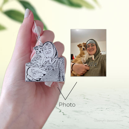 Resimli Portre Kolye (Hatlarından Kesim) | Kişiye Özel Fotoğraflı Kolye-petjew-kisiye-ozel-hatira-takilari