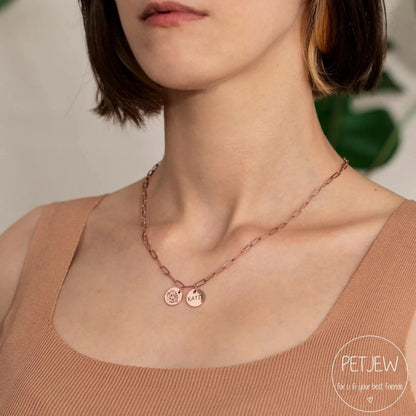 Resimli ve İsimli Yuvarlak Kolye | Link Zincirli Kişiye Özel Fotoğraflı Kolye | 925 Gümüş-petjew-kisiye-ozel-hatira-takilari