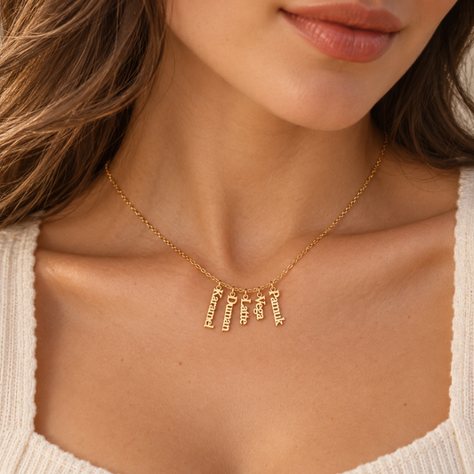 Dikey Çok İsimli Kolye – 925 Ayar Gümüş