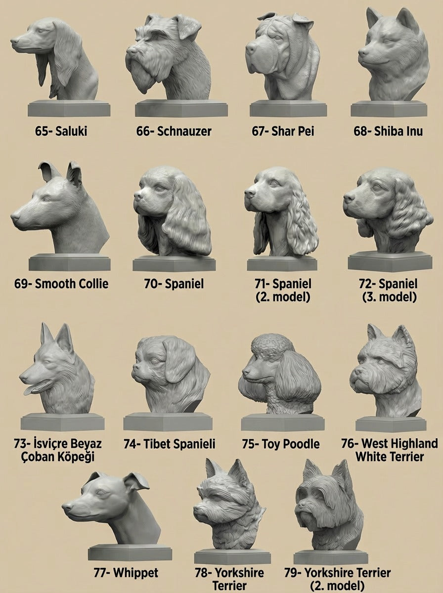 Köpek Irkları Büstü - Ultra Gerçekçi Köpek Heykelleri