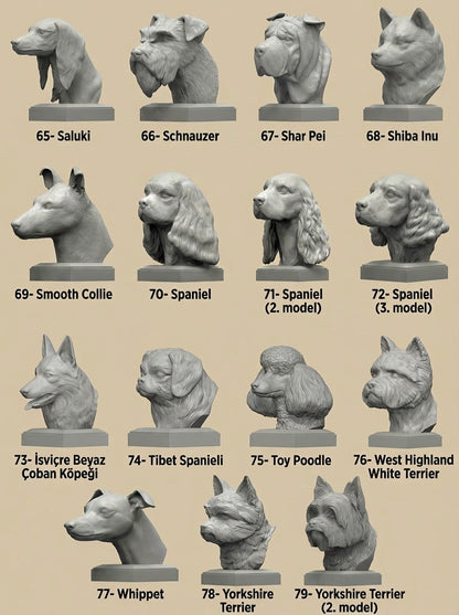 Köpek Irkları Büstü - Ultra Gerçekçi Köpek Heykelleri