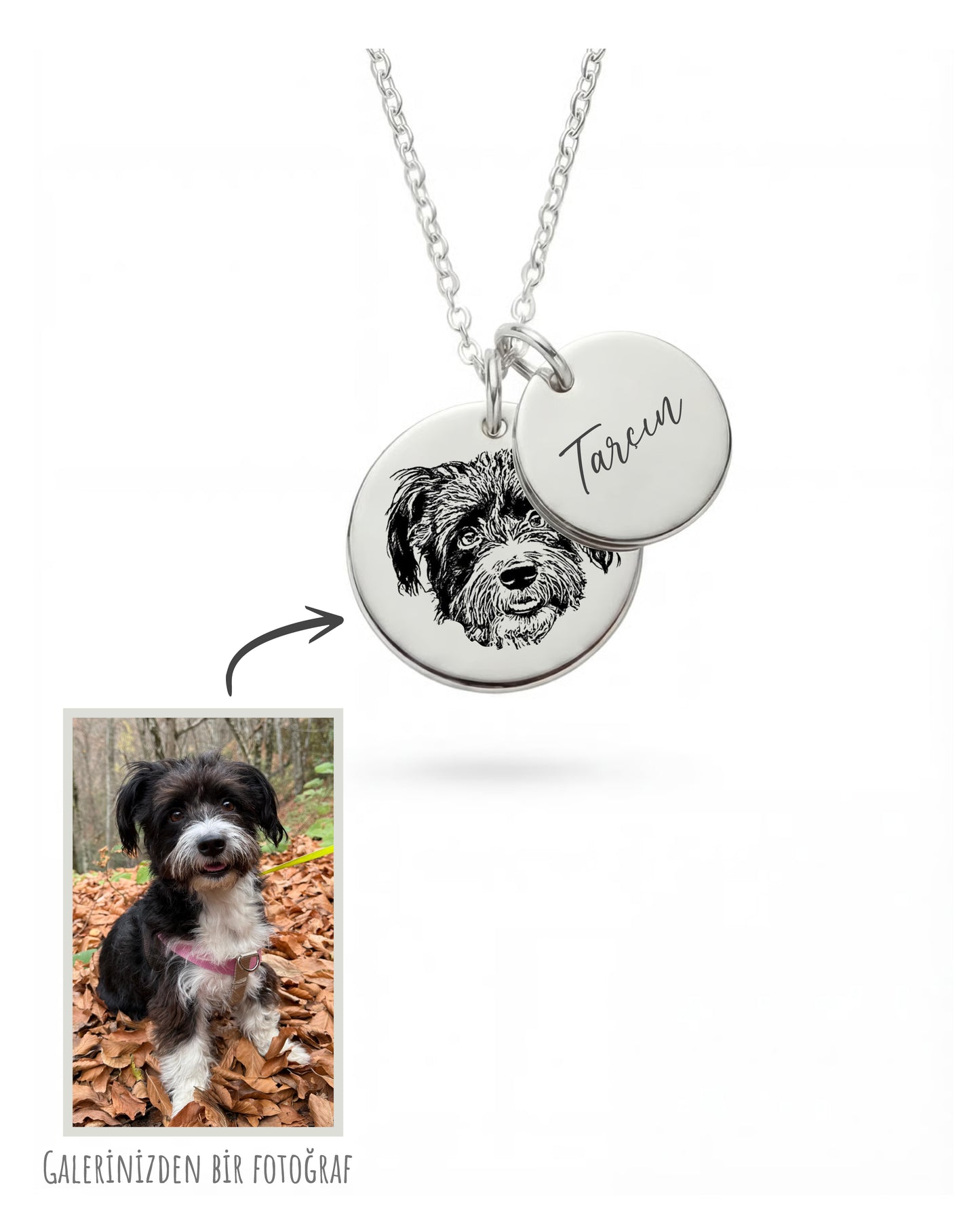 Resimli ve İsimli Yuvarlak Kolye | Kişiye Özel Fotoğraflı Kolye | 925 Gümüş