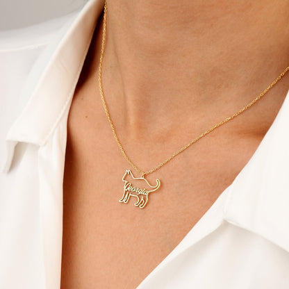 İsimli Kedi Silüeti Kolyesi | 925 Gümüş-petjew-kisiye-ozel-hatira-takilari