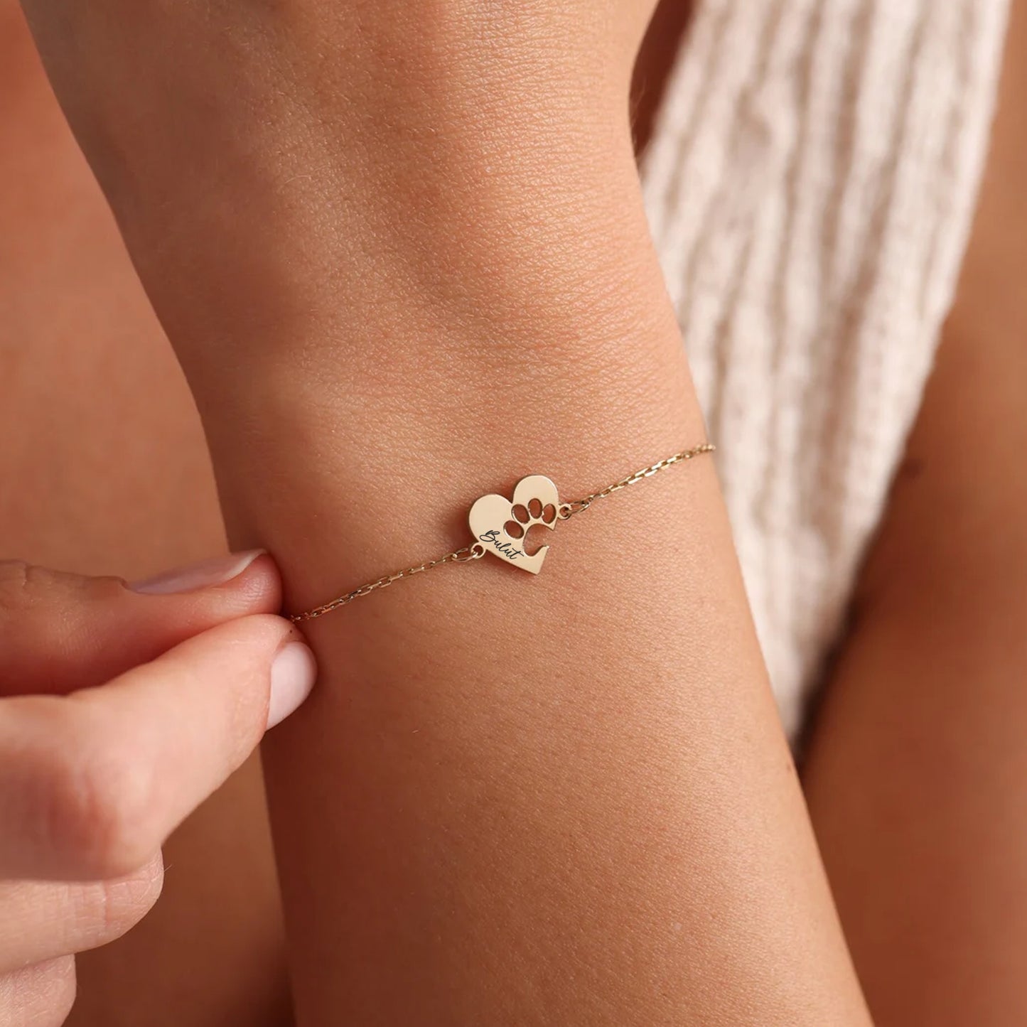 İsimli Pati & Kalp Bileklik | 925 Gümüş-petjew-kisiye-ozel-hatira-takilari