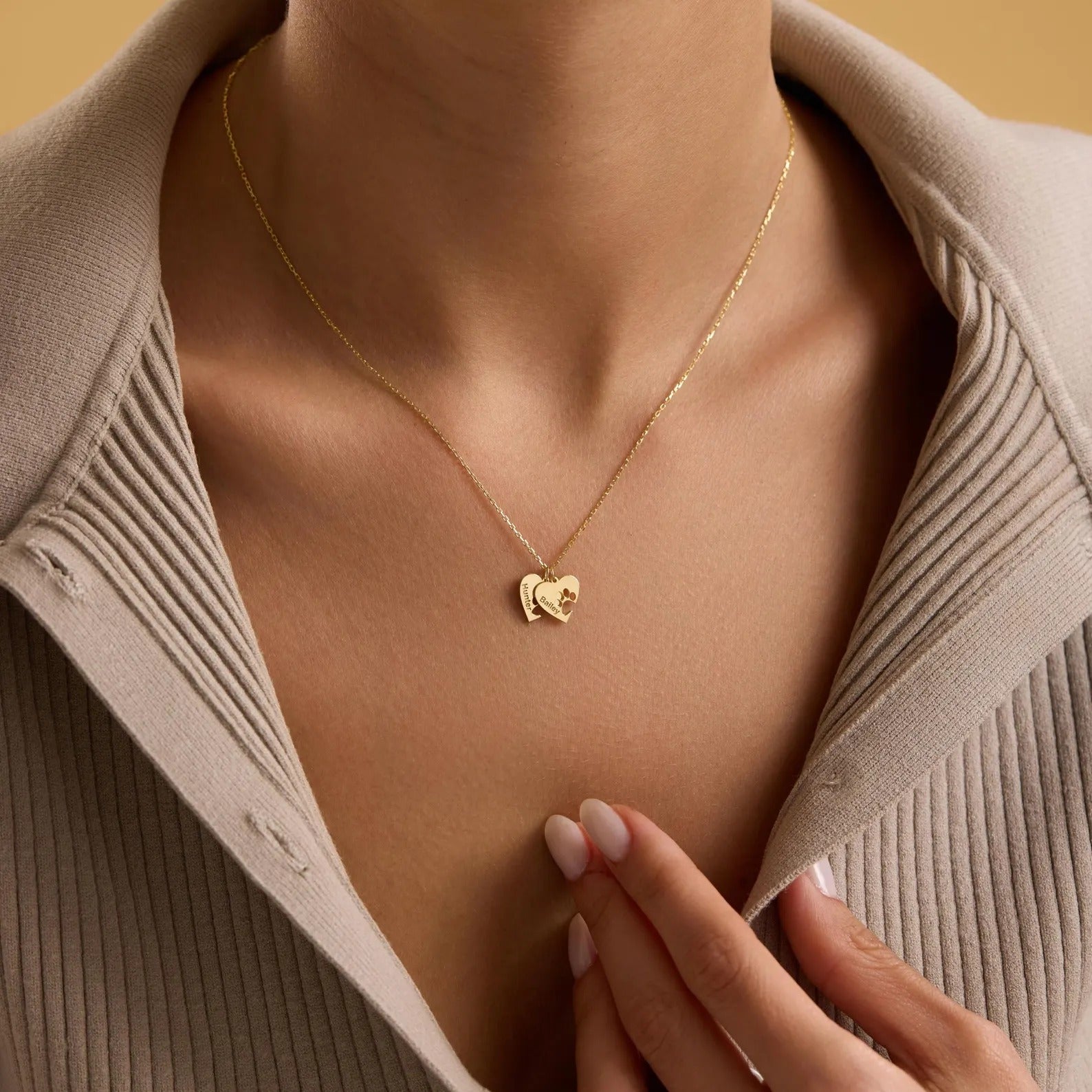 İsimli Pati & Kalp Kolye | 925 Gümüş-petjew-kisiye-ozel-hatira-takilari