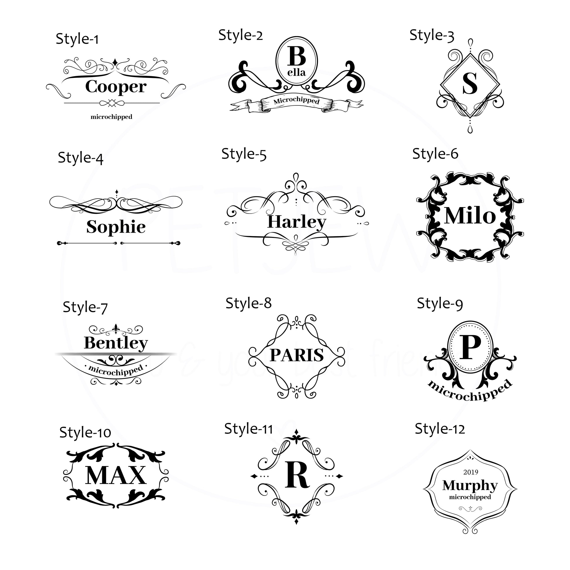 Etrafı İşlemeli Evcil Hayvan İsimlik | Kedi ve Köpek Künyesi-petjew-kisiye-ozel-hatira-takilari