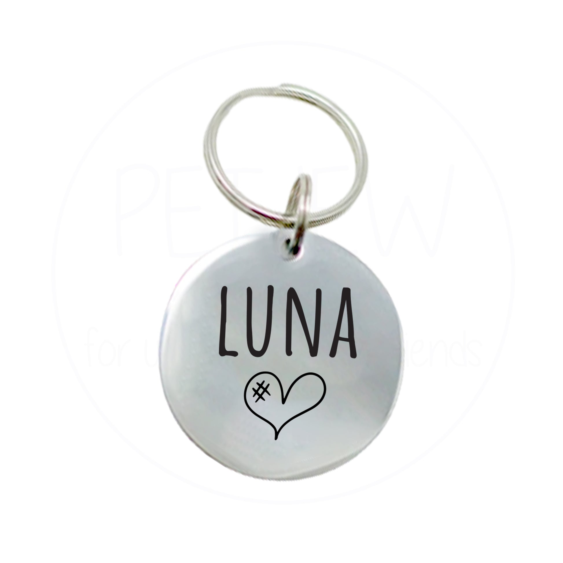 Kalp Figürlü Evcil Hayvan İsimlik | Kedi ve Köpek Künyesi-petjew-kisiye-ozel-hatira-takilari