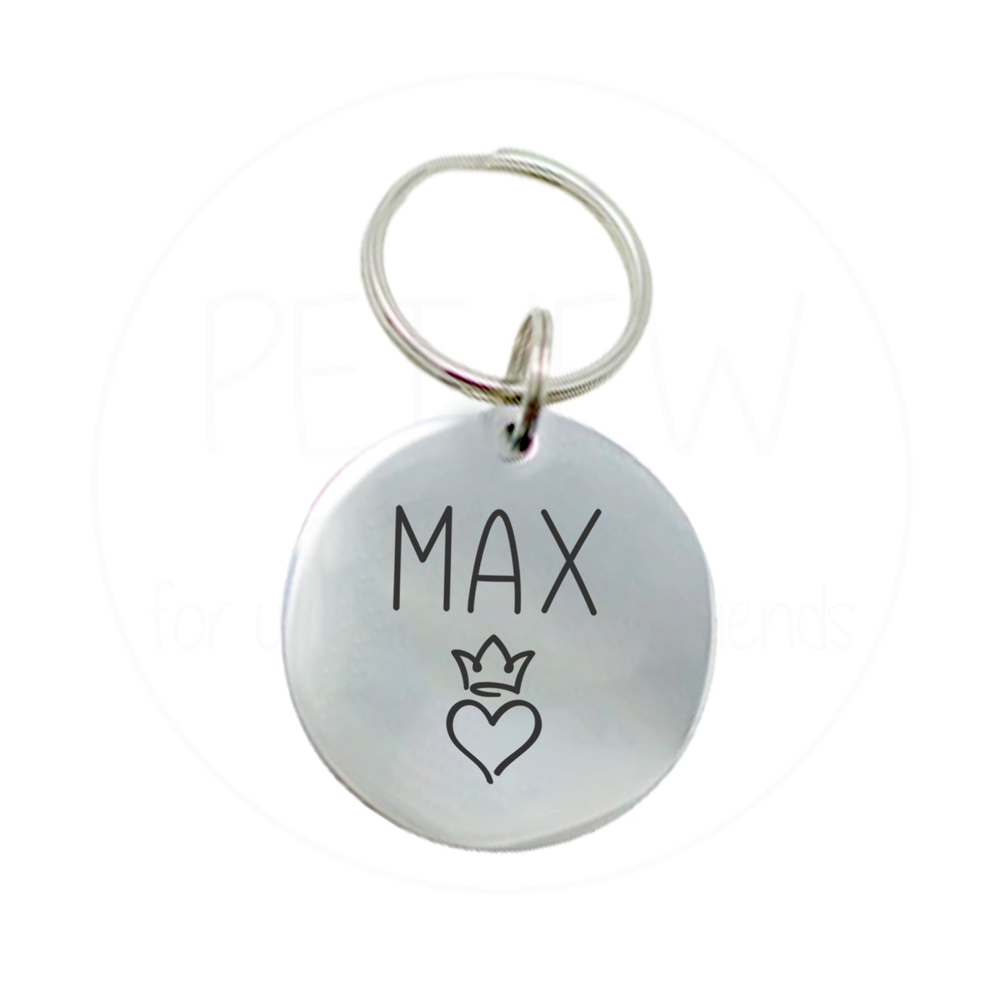 Kalp Ve Kral Tacı Desenli Evcil Hayvan İsimlik | Kedi ve Köpek Künyesi-petjew-kisiye-ozel-hatira-takilari