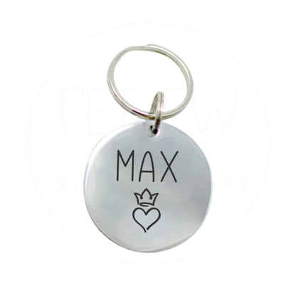 Kalp Ve Kral Tacı Desenli Evcil Hayvan İsimlik | Kedi ve Köpek Künyesi-petjew-kisiye-ozel-hatira-takilari