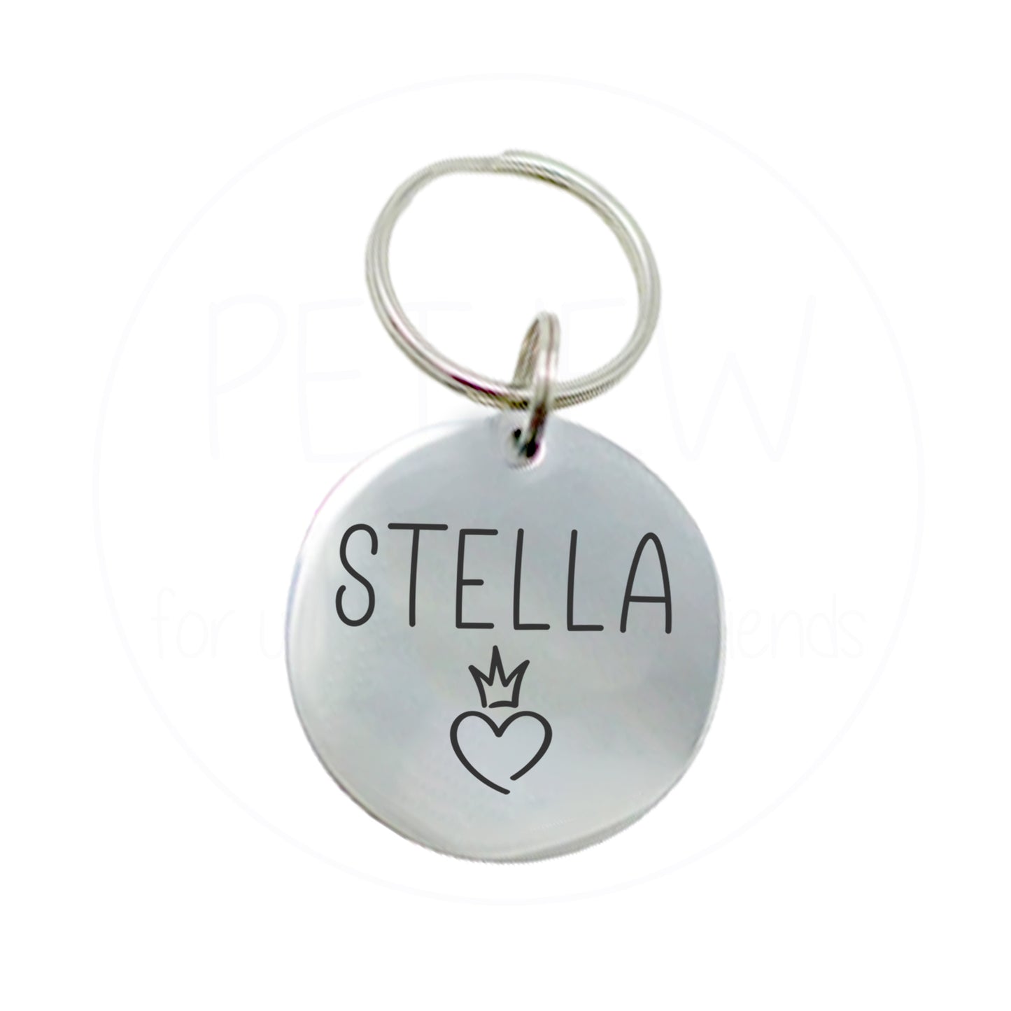 Kalp Ve Kral Tacı Desenli Evcil Hayvan İsimlik | Kedi ve Köpek Künyesi-petjew-kisiye-ozel-hatira-takilari