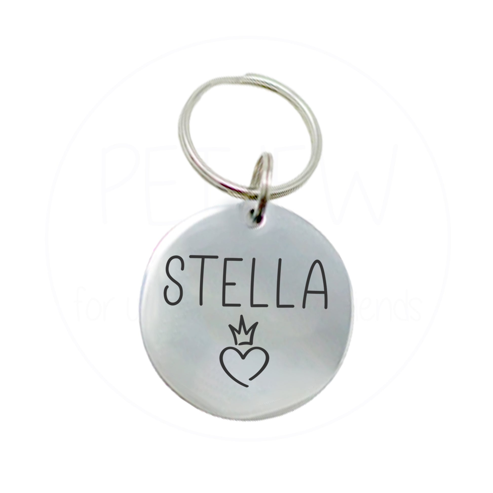 Kalp Ve Kral Tacı Desenli Evcil Hayvan İsimlik | Kedi ve Köpek Künyesi-petjew-kisiye-ozel-hatira-takilari