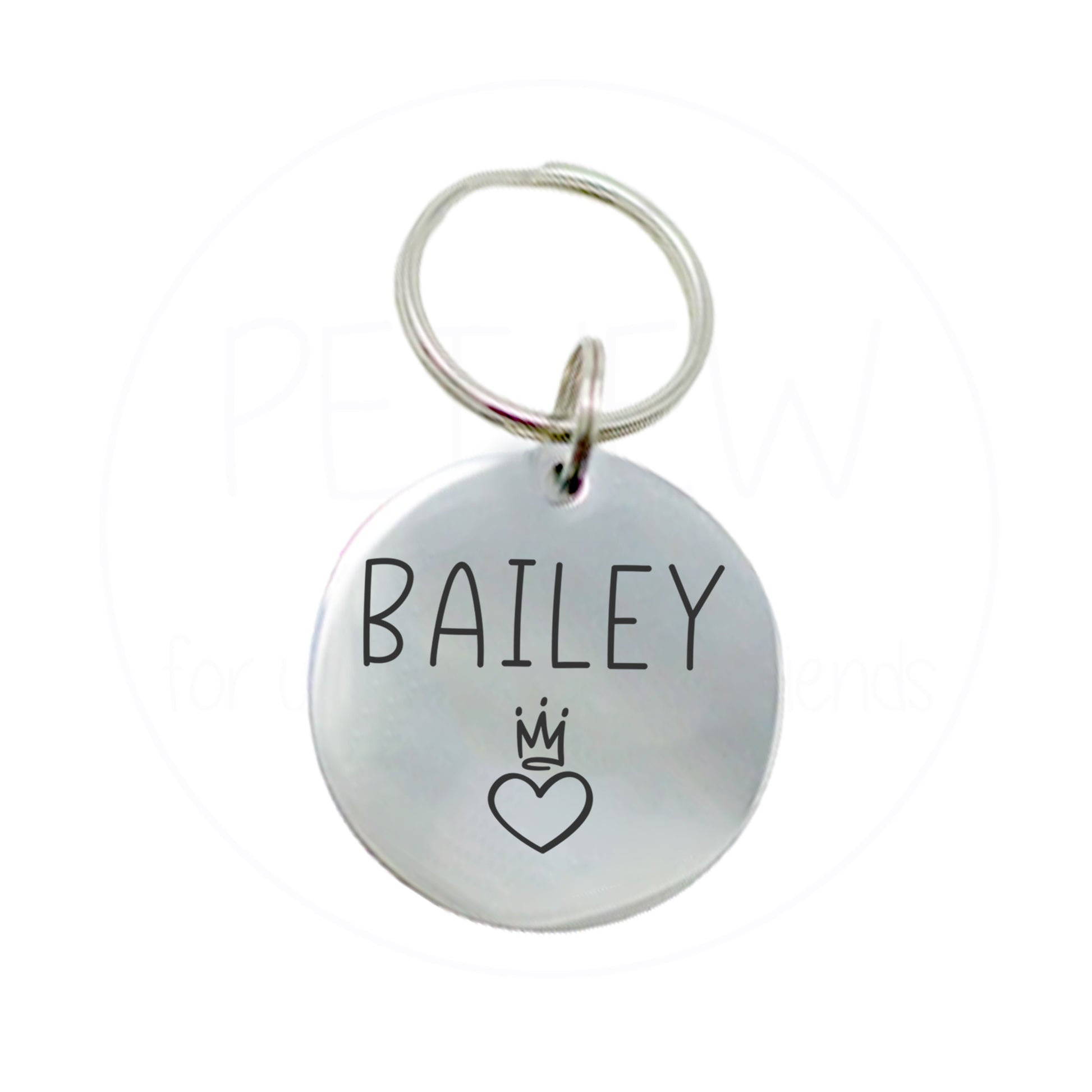 Kalp Ve Kral Tacı Desenli Evcil Hayvan İsimlik | Kedi ve Köpek Künyesi-petjew-kisiye-ozel-hatira-takilari