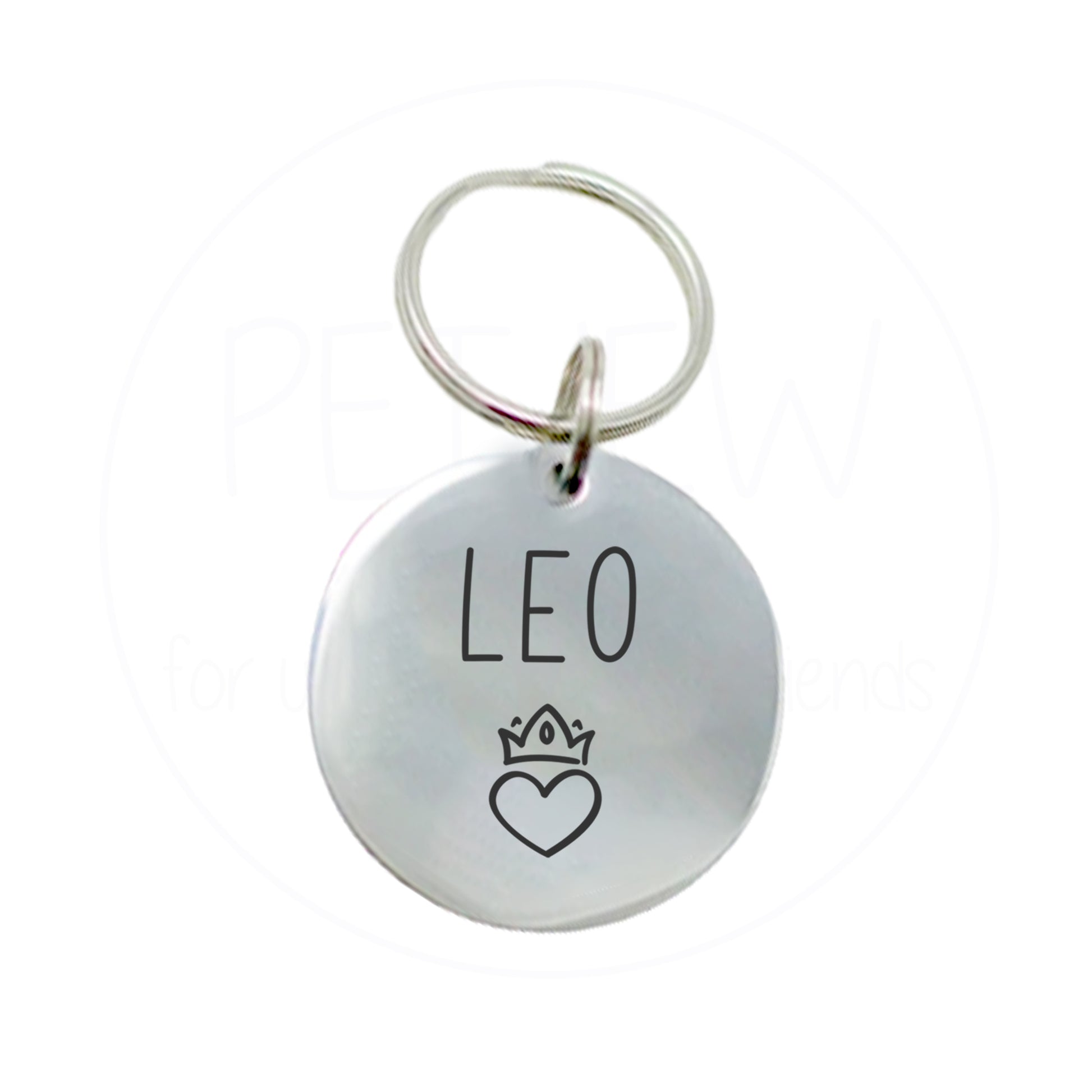 Kalp Ve Kral Tacı Desenli Evcil Hayvan İsimlik | Kedi ve Köpek Künyesi-petjew-kisiye-ozel-hatira-takilari