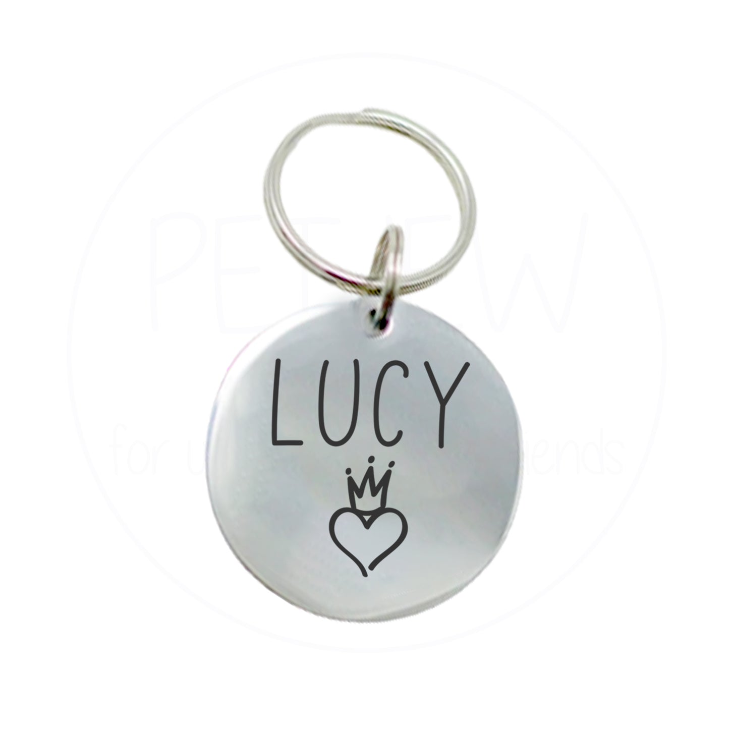 Kalp Ve Kral Tacı Desenli Evcil Hayvan İsimlik | Kedi ve Köpek Künyesi-petjew-kisiye-ozel-hatira-takilari