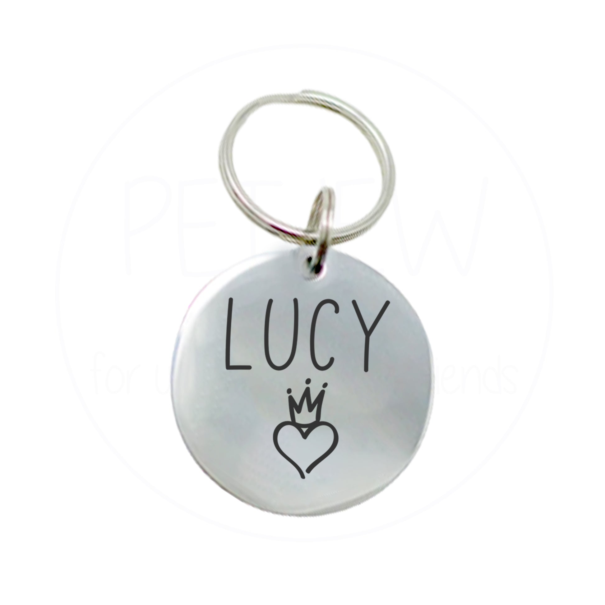 Kalp Ve Kral Tacı Desenli Evcil Hayvan İsimlik | Kedi ve Köpek Künyesi-petjew-kisiye-ozel-hatira-takilari