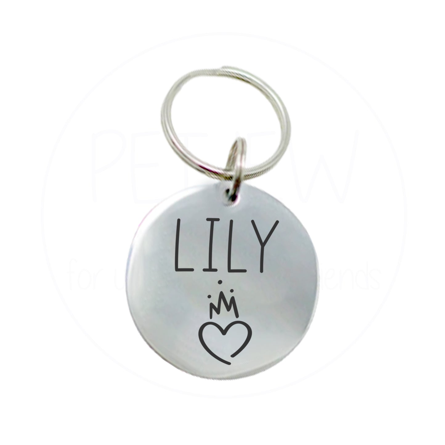 Kalp Ve Kral Tacı Desenli Evcil Hayvan İsimlik | Kedi ve Köpek Künyesi-petjew-kisiye-ozel-hatira-takilari