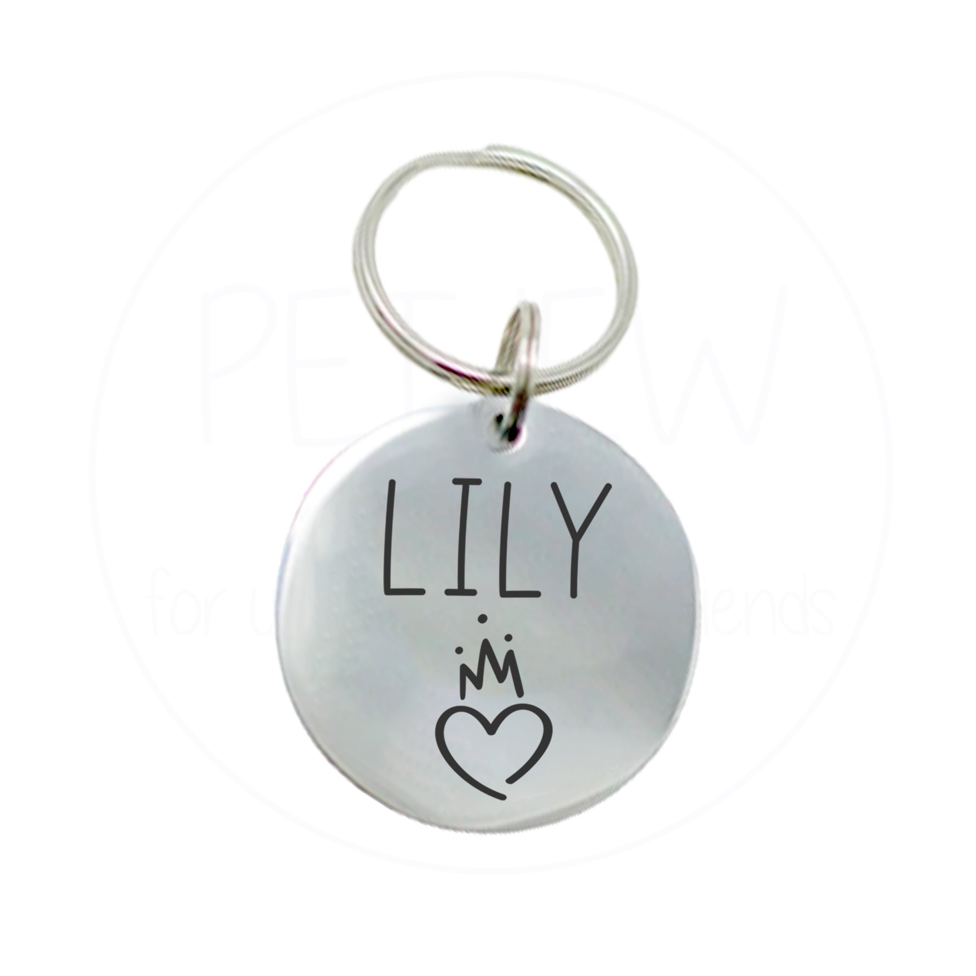 Kalp Ve Kral Tacı Desenli Evcil Hayvan İsimlik | Kedi ve Köpek Künyesi-petjew-kisiye-ozel-hatira-takilari