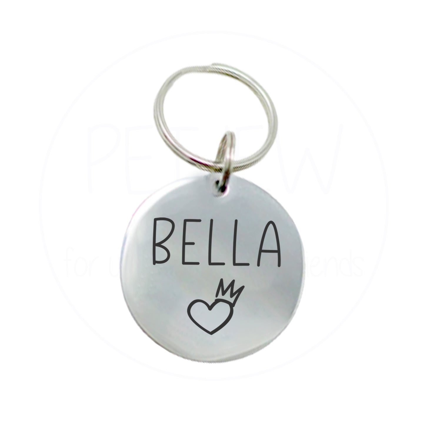 Kalp Ve Kral Tacı Desenli Evcil Hayvan İsimlik | Kedi ve Köpek Künyesi-petjew-kisiye-ozel-hatira-takilari