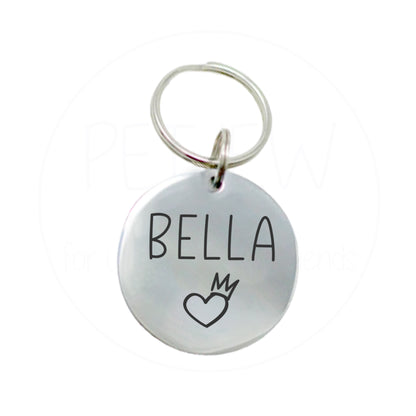 Kalp Ve Kral Tacı Desenli Evcil Hayvan İsimlik | Kedi ve Köpek Künyesi-petjew-kisiye-ozel-hatira-takilari