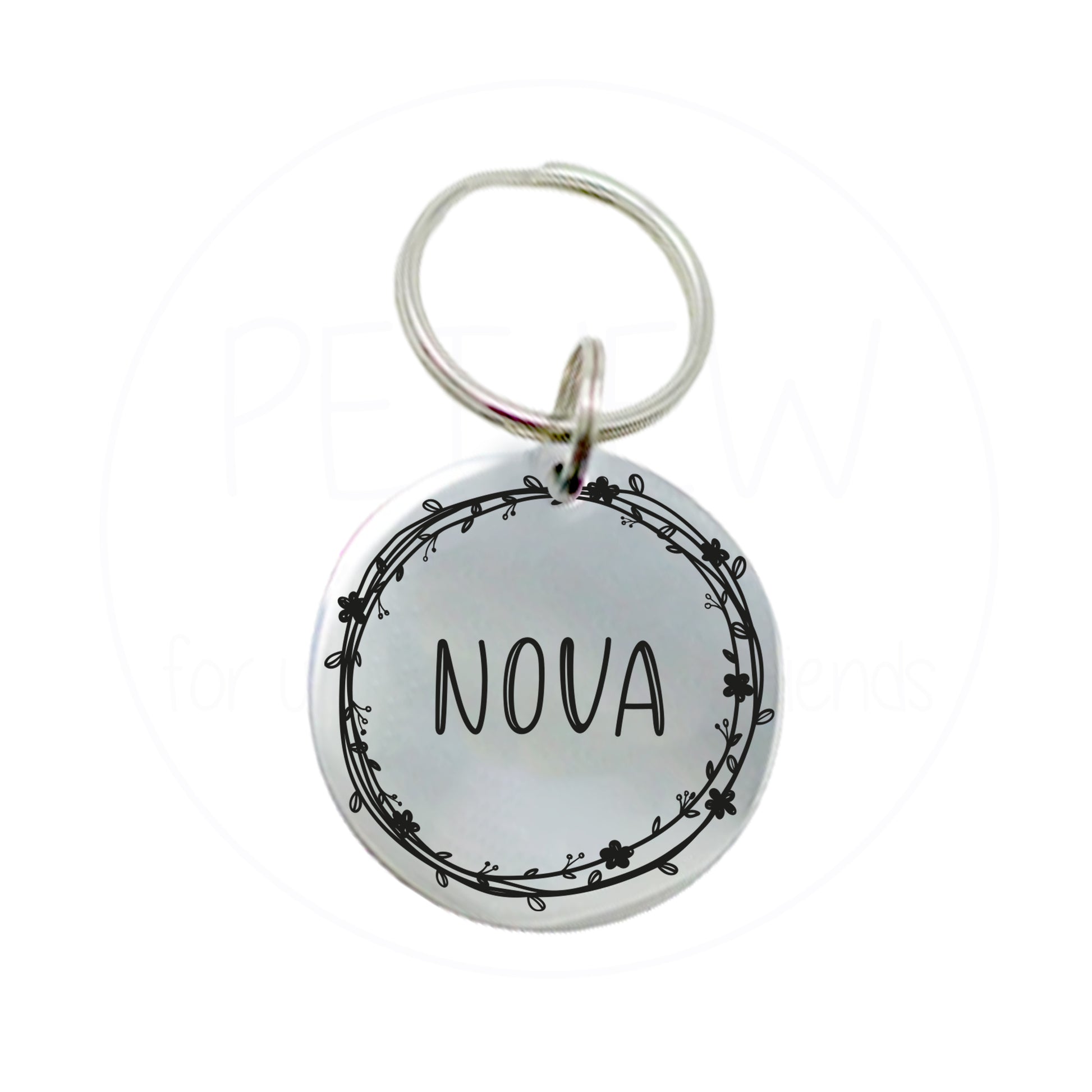 Kenarları Çiçek Figürlü Evcil Hayvan İsimlik | Kedi ve Köpek Künyesi-petjew-kisiye-ozel-hatira-takilari