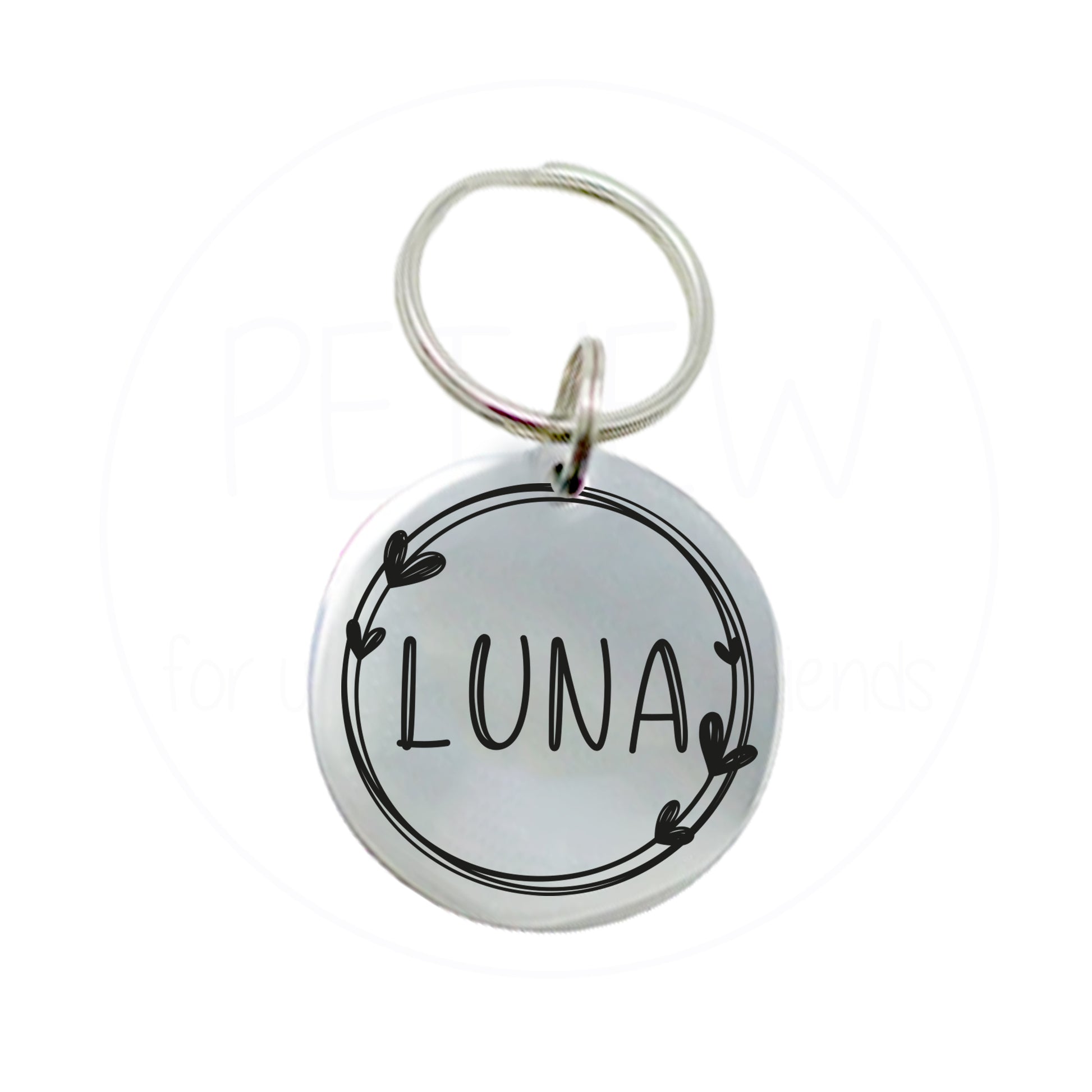 Kenarları Çiçek Figürlü Evcil Hayvan İsimlik | Kedi ve Köpek Künyesi-petjew-kisiye-ozel-hatira-takilari